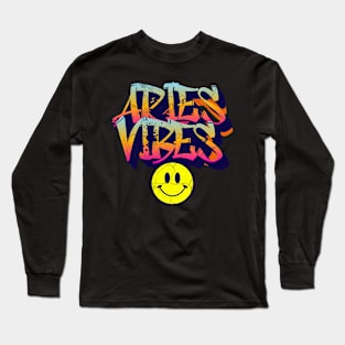 Aries Vibes Graffiti Zodiac Birthday Long Sleeve T-Shirt